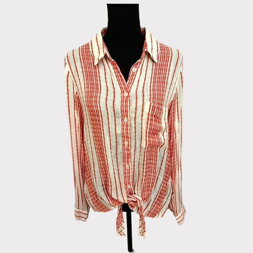 Harper Heritage Cotton Striped Button Up Shirt Women Medium